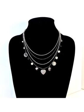 EXPRESS Silver & Gunmetal Layered Charm Necklace NWT​